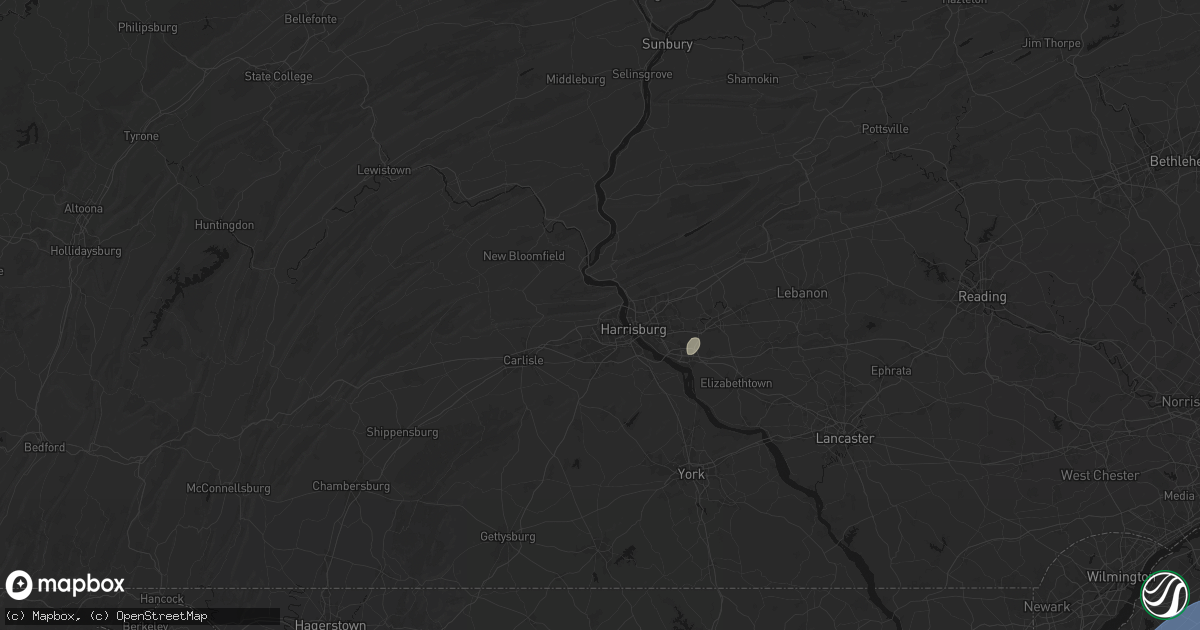 Hail map in Enola, PA on July 5, 2026