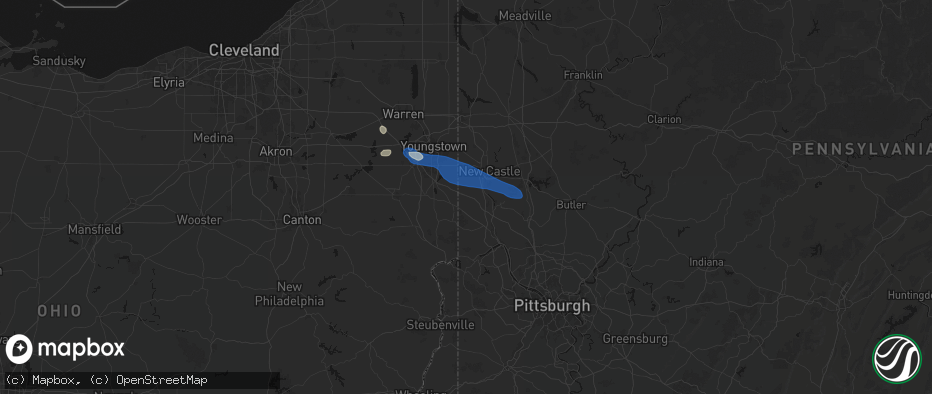 Hail map in Enon Valley, PA on July 5, 2026