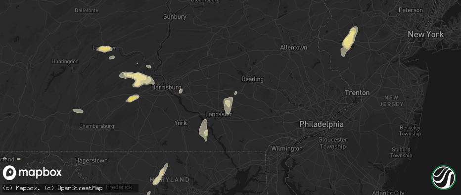 Hail map in Ephrata, PA on July 5, 2026