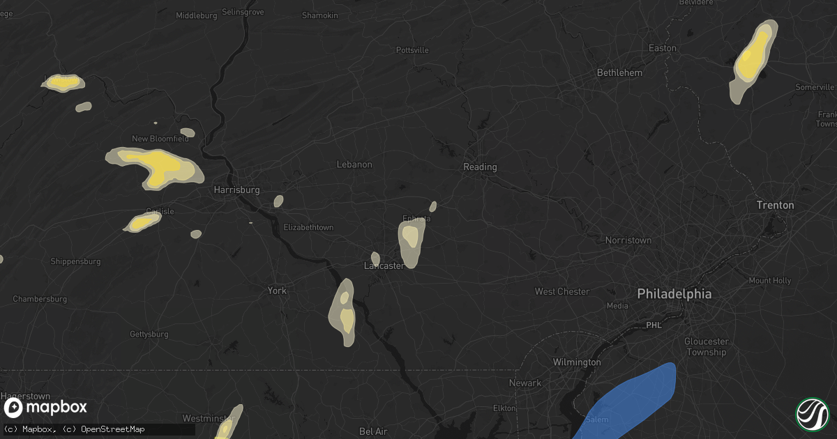 Hail map in Ephrata, PA on July 5, 2026