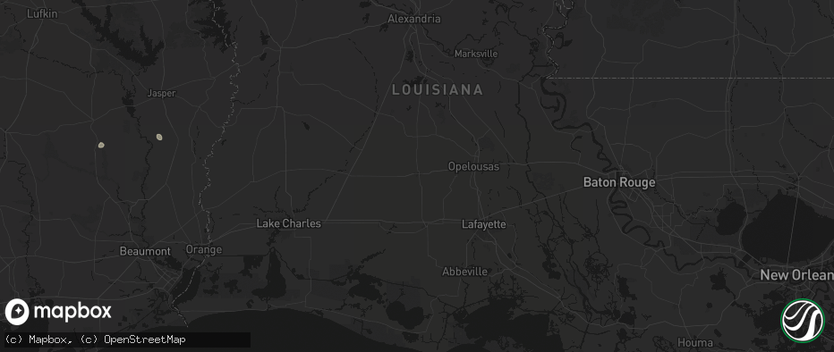 Hail map in Eunice, LA on July 5, 2026