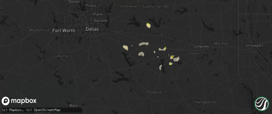 Hail map in Eustace, TX on July 5, 2026