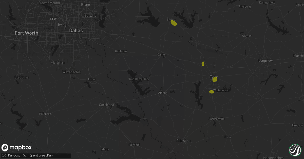 Hail map in Eustace, TX on July 5, 2026