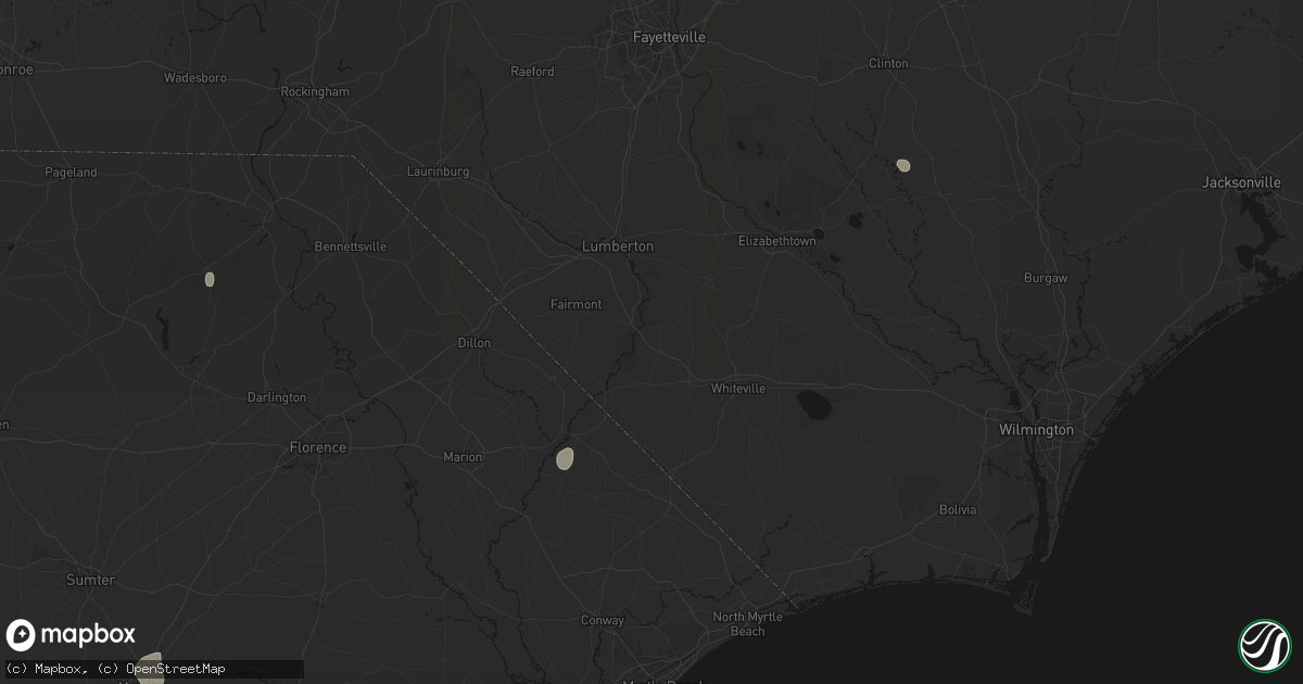 Hail map in Evergreen, NC on July 5, 2026