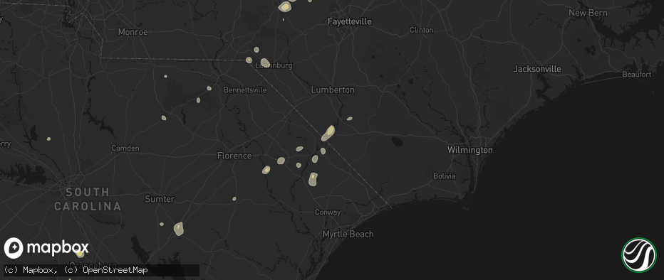 Hail map in Fair Bluff, NC on July 5, 2026