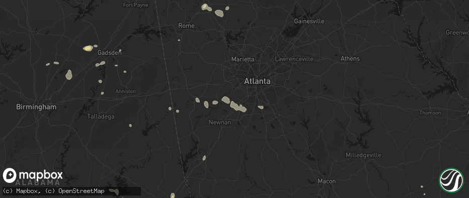 Hail map in Fairburn, GA on July 5, 2026