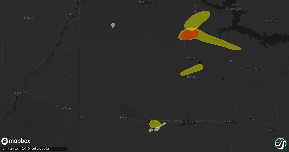 Hail map in Fairfield, ND on July 5, 2026