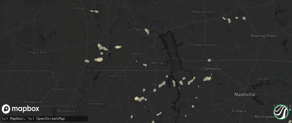 Hail map in Farmington, KY on July 5, 2026
