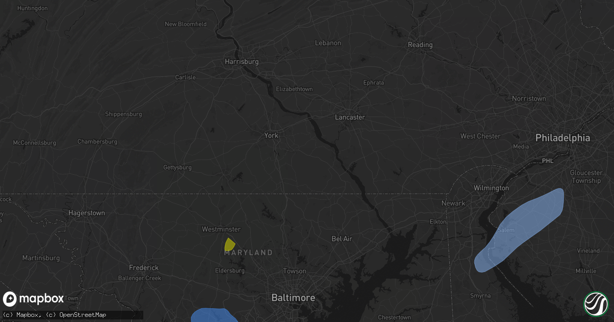 Hail map in Felton, PA on July 5, 2026