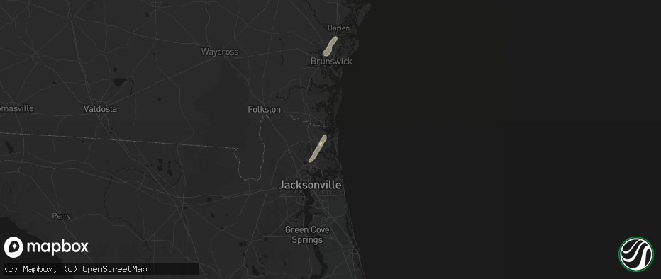 Hail map in Fernandina Beach, FL on July 5, 2026