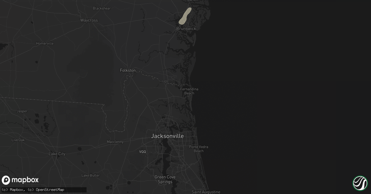 Hail map in Fernandina Beach, FL on July 5, 2026