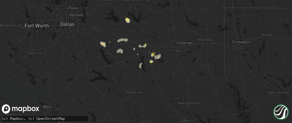 Hail map in Flint, TX on July 5, 2026