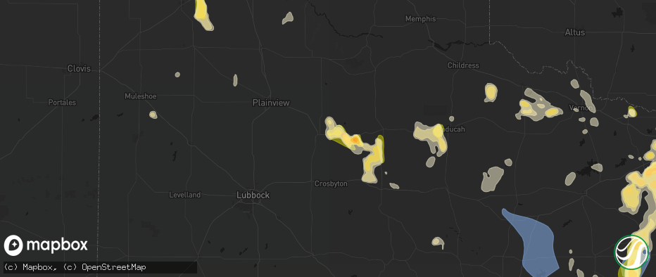 Hail map in Floydada, TX on July 5, 2026