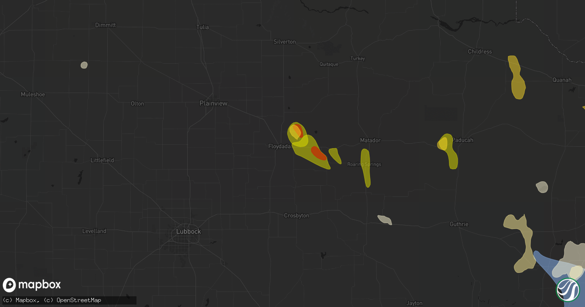 Hail map in Floydada, TX on July 5, 2026