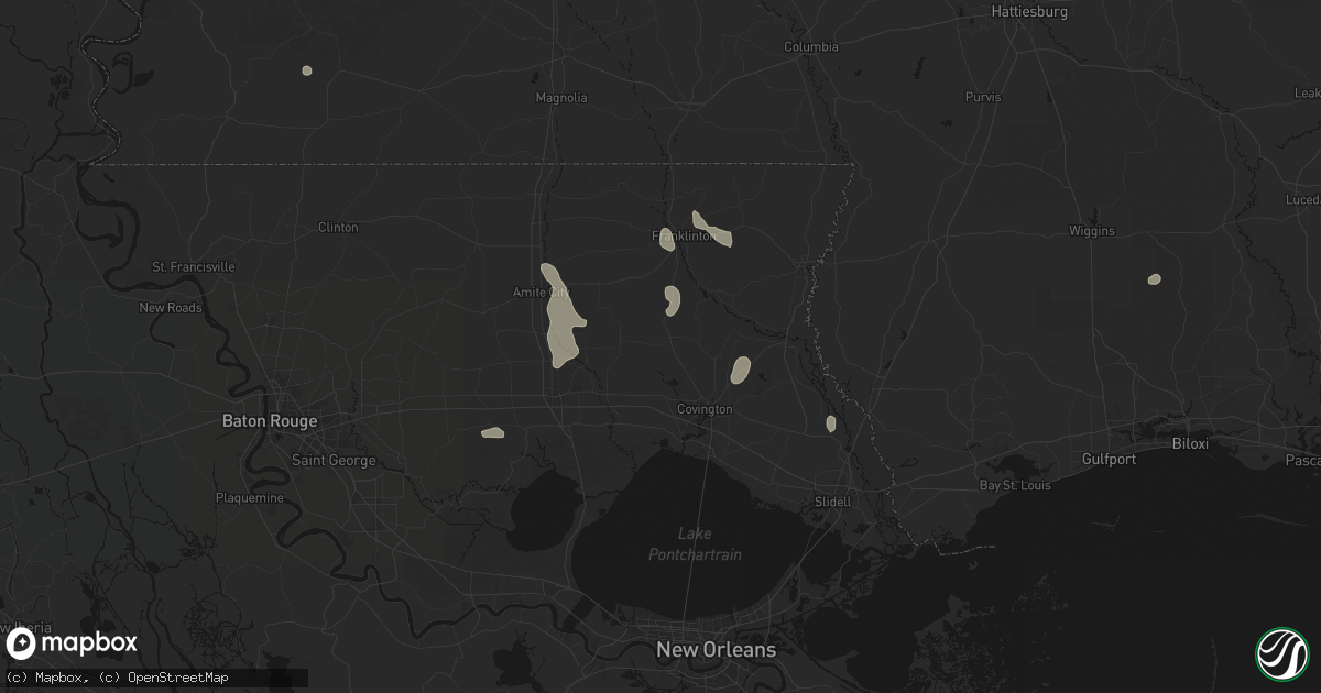 Hail map in Folsom, LA on July 5, 2026
