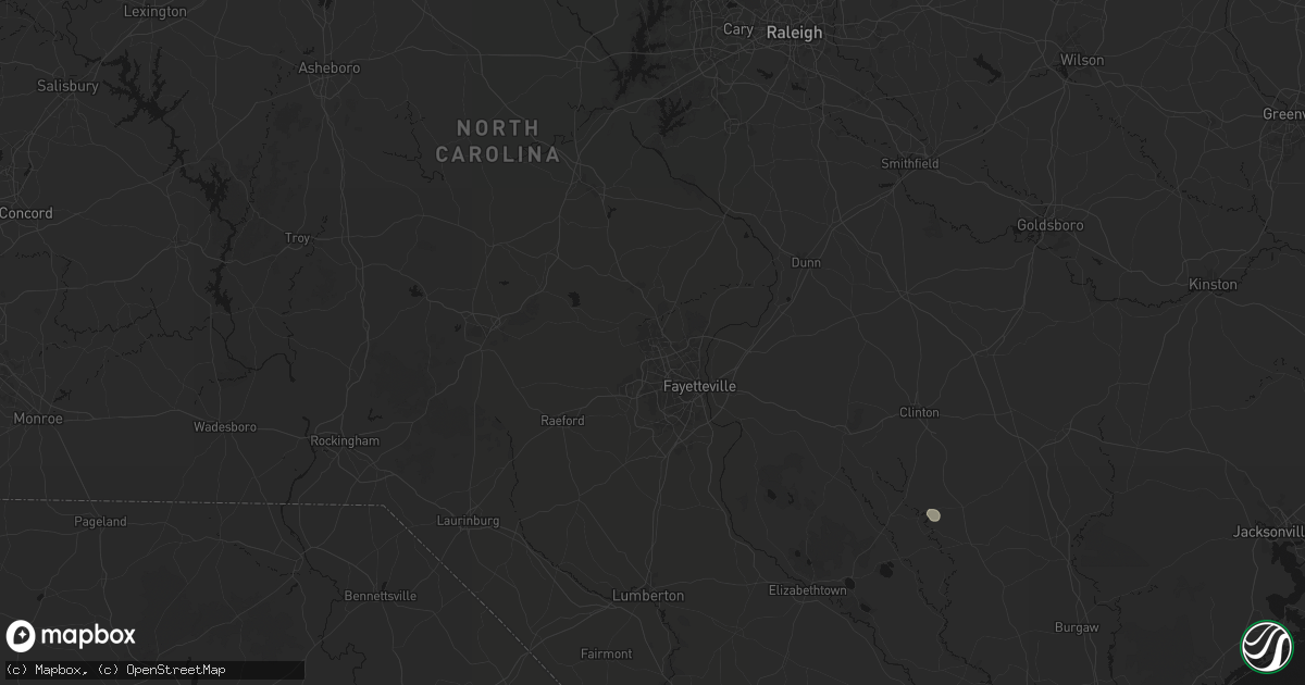 Hail map in Fort Bragg, NC on July 5, 2026