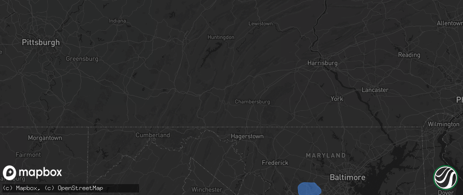 Hail map in Fort Loudon, PA on July 5, 2026