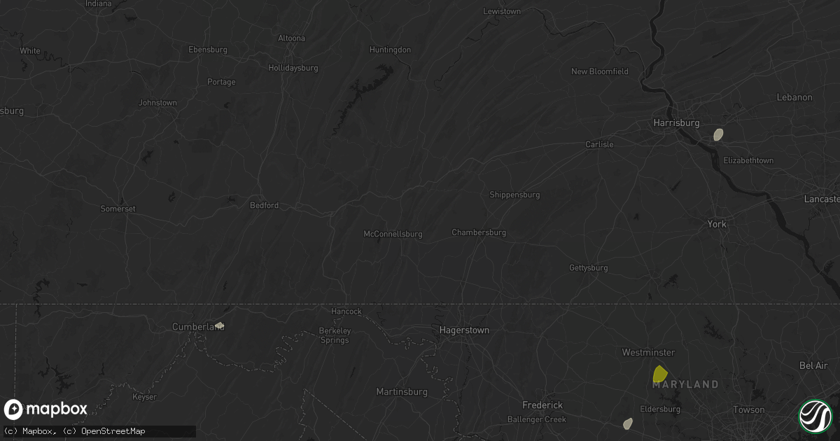 Hail map in Fort Loudon, PA on July 5, 2026