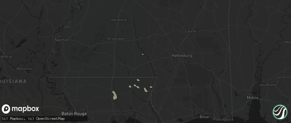 Hail map in Foxworth, MS on July 5, 2026