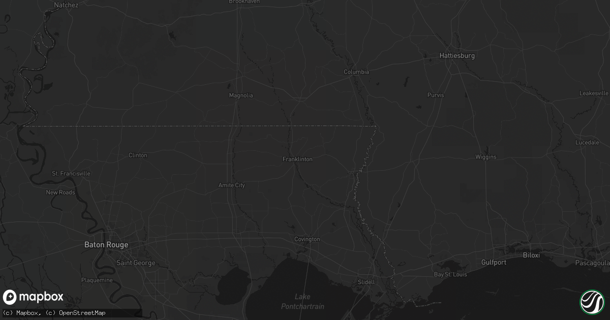 Hail map in Franklinton, LA on July 5, 2026