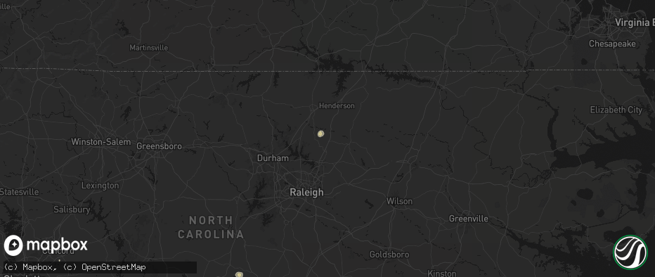 Hail map in Franklinton, NC on July 5, 2026