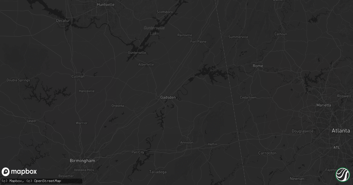 Hail map in Gadsden, AL on July 5, 2026