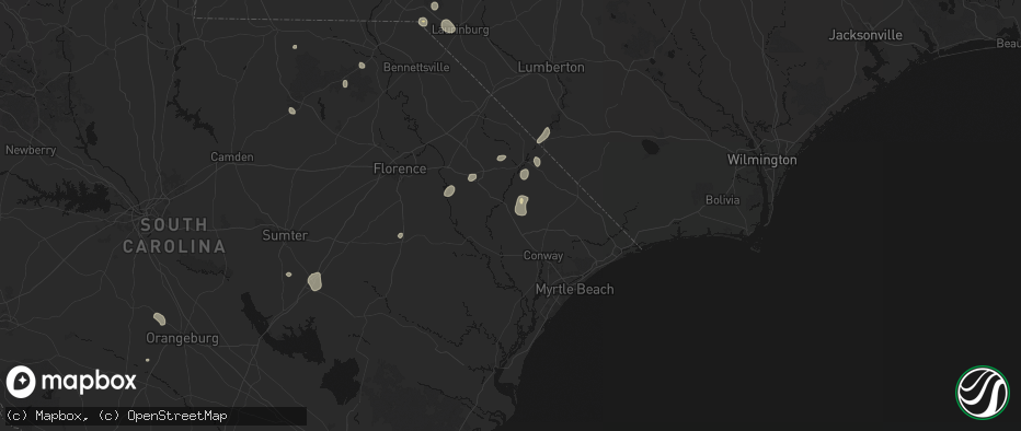 Hail map in Galivants Ferry, SC on July 5, 2026