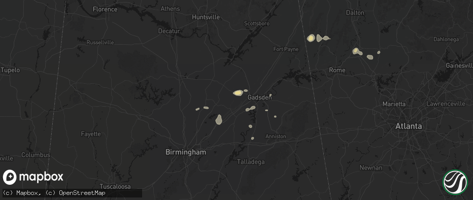 Hail map in Gallant, AL on July 5, 2026