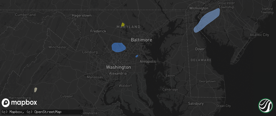 Hail map in Gambrills, MD on July 5, 2026