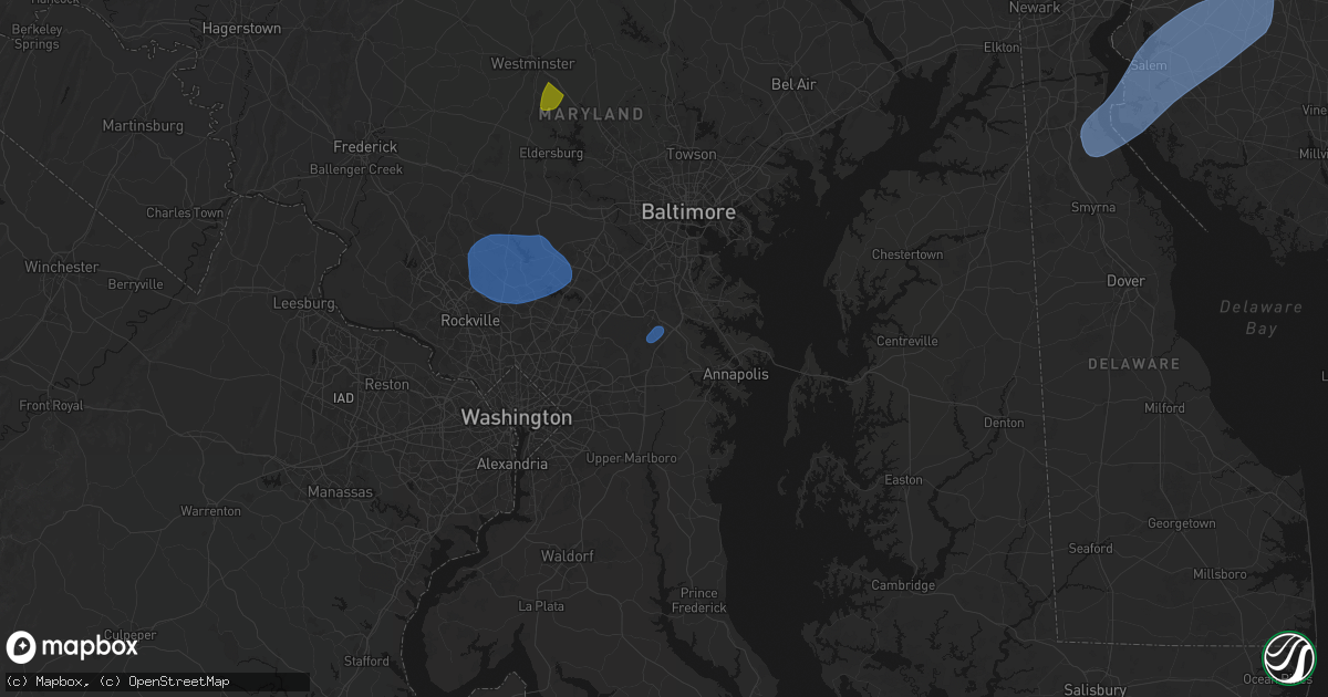 Hail map in Gambrills, MD on July 5, 2026