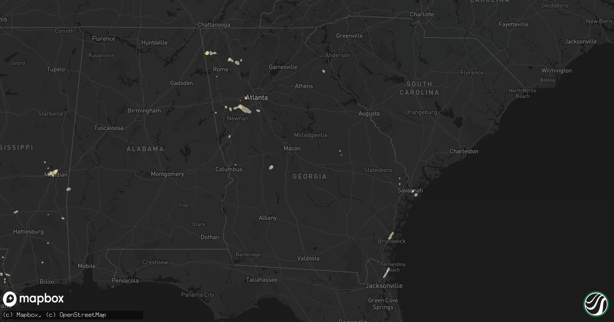 Hail map in Georgia on July 5, 2026