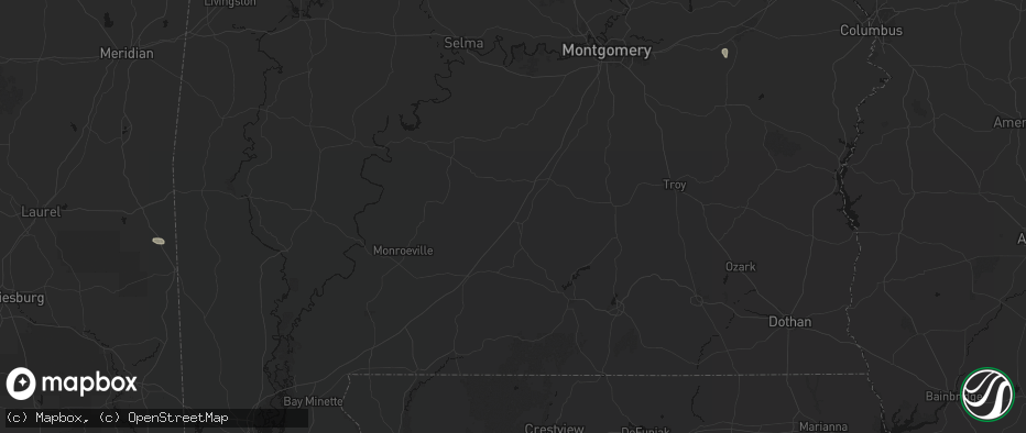 Hail map in Georgiana, AL on July 5, 2026