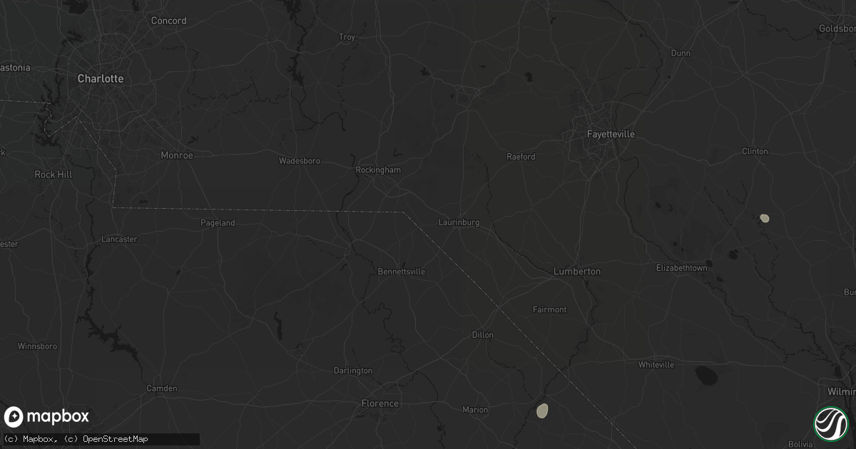 Hail map in Gibson, NC on July 5, 2026
