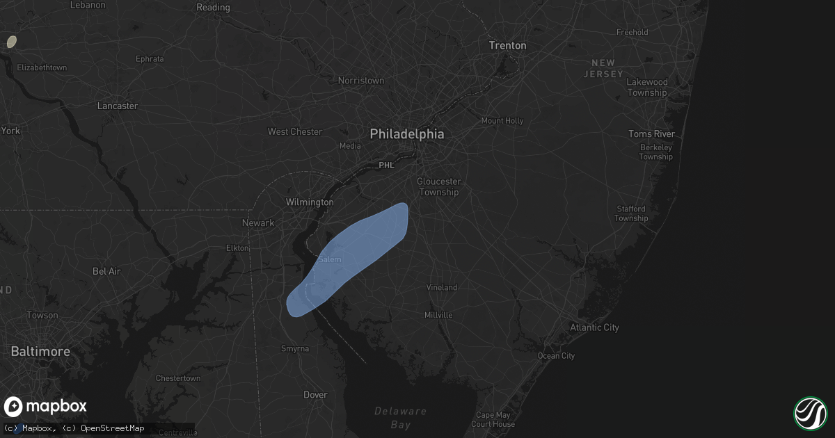 Hail map in Glassboro, NJ on July 5, 2026