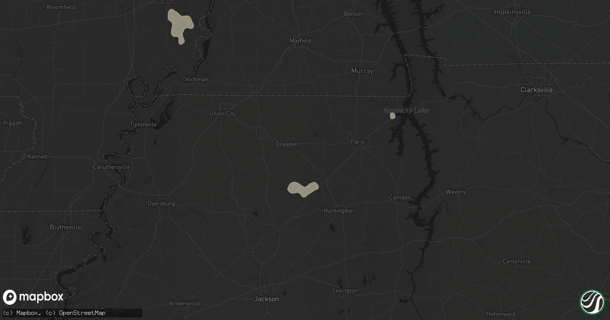Hail map in Gleason, TN on July 5, 2026