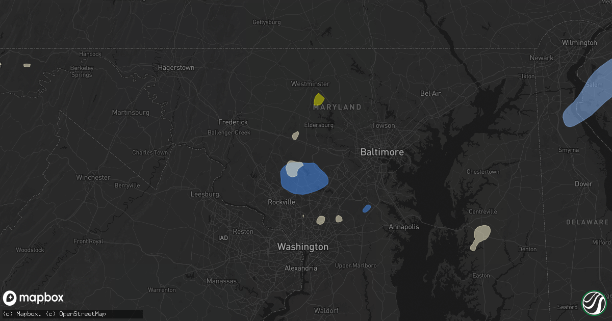 Hail map in Glenelg, MD on July 5, 2026