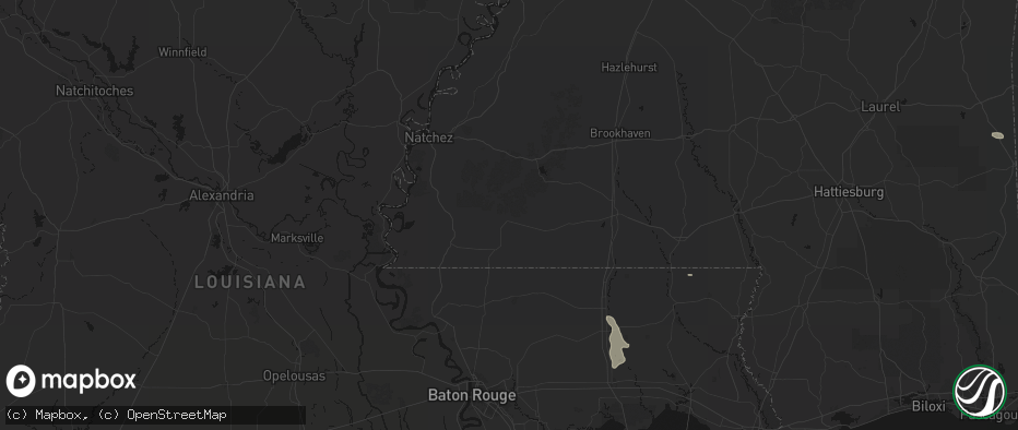 Hail map in Gloster, MS on July 5, 2026