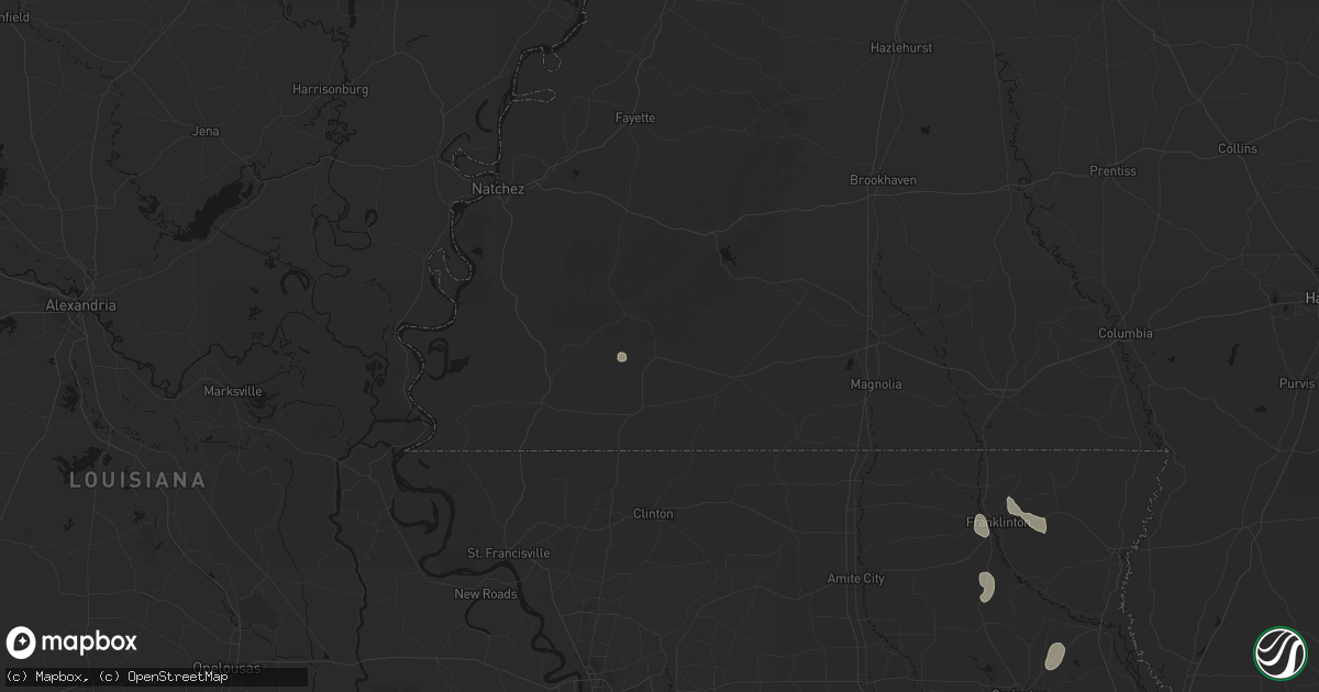 Hail map in Gloster, MS on July 5, 2026