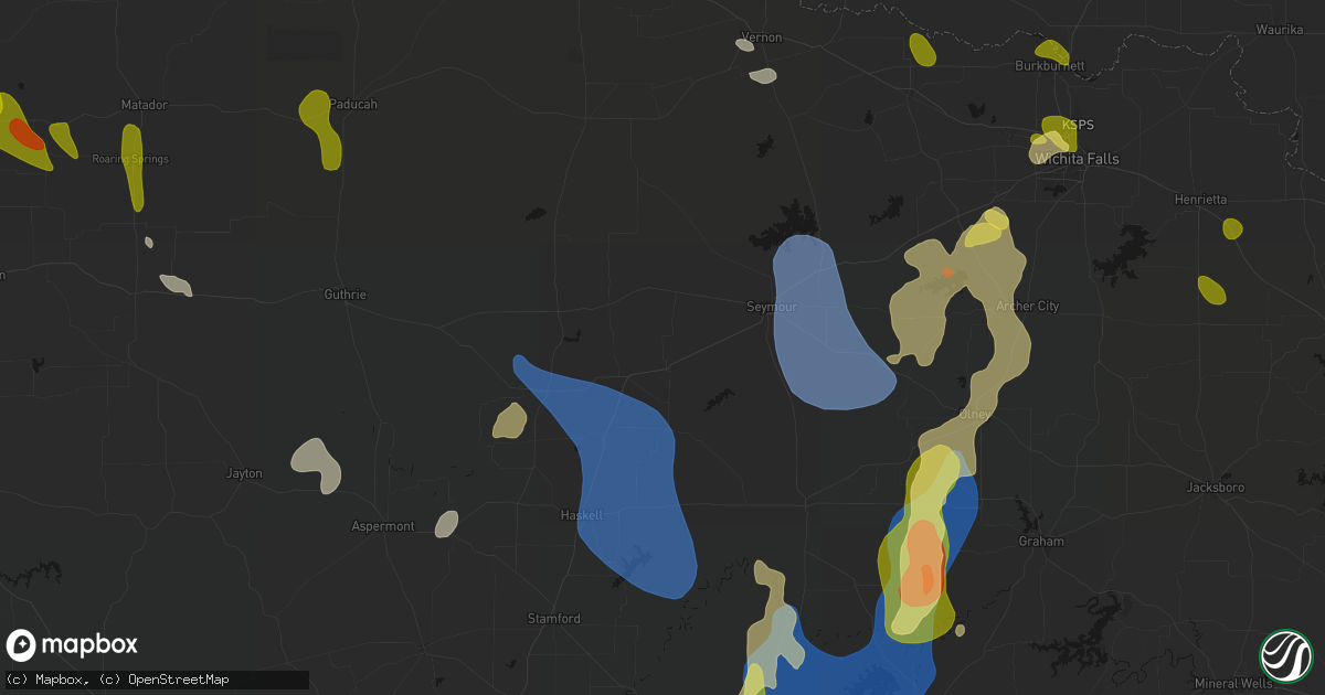 Hail map in Goree, TX on July 5, 2026