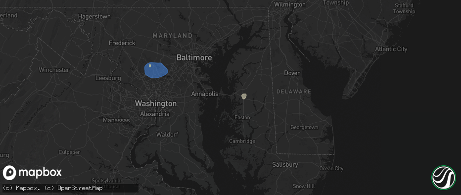 Hail map in Grasonville, MD on July 5, 2026