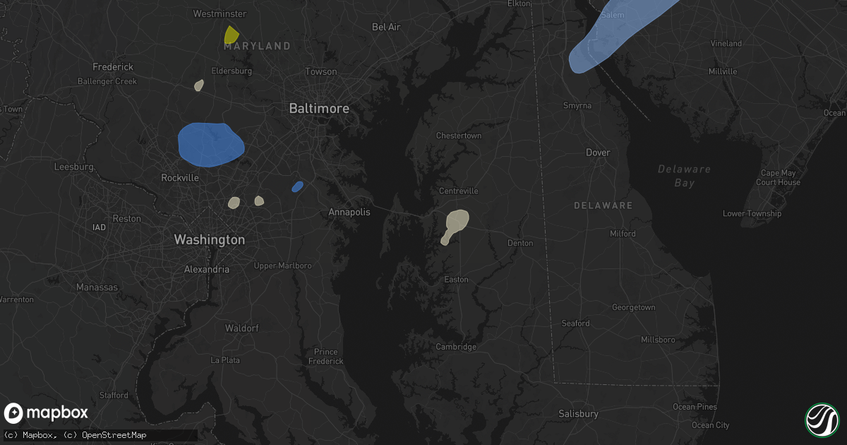 Hail map in Grasonville, MD on July 5, 2026