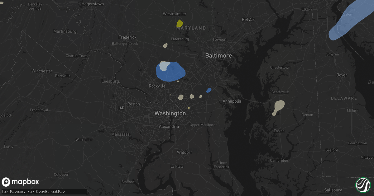 Hail map in Greenbelt, MD on July 5, 2026