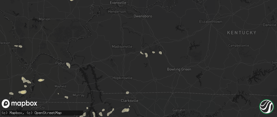 Hail map in Greenville, KY on July 5, 2026