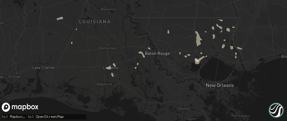Hail map in Grosse Tete, LA on July 5, 2026
