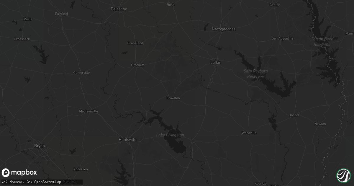 Hail map in Groveton, TX on July 5, 2026