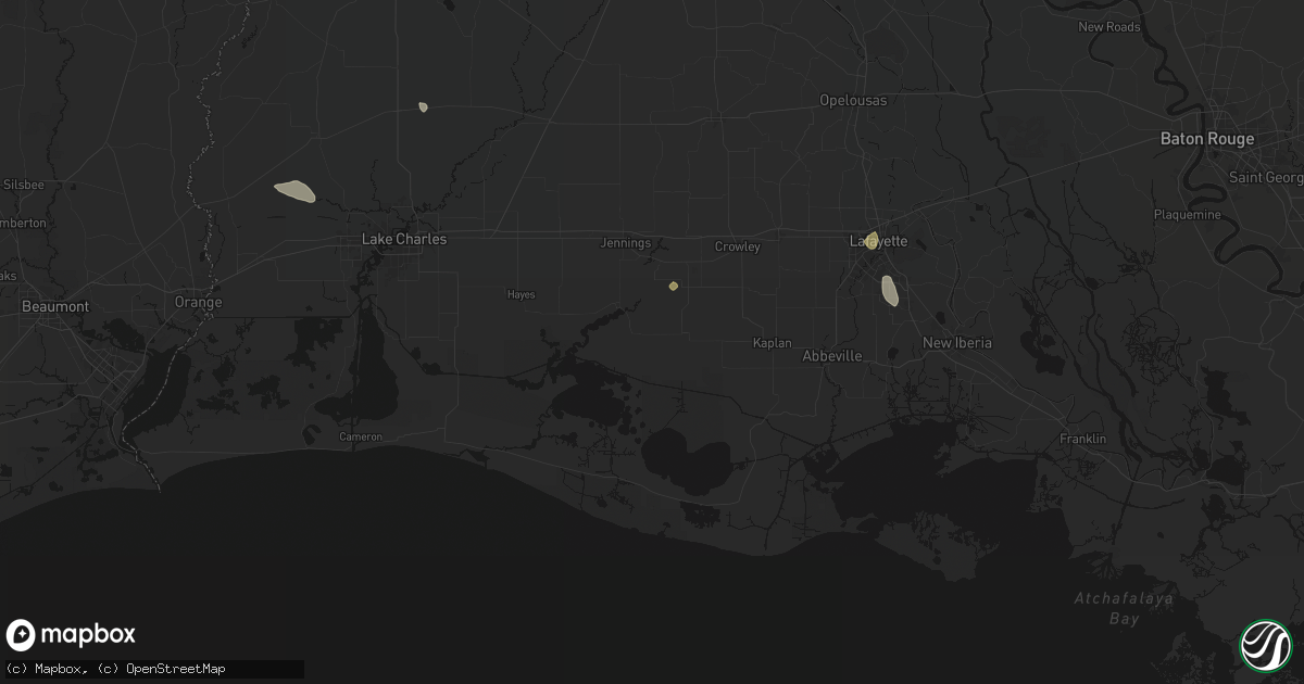 Hail map in Gueydan, LA on July 5, 2026
