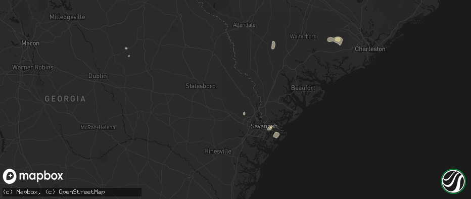 Hail map in Guyton, GA on July 5, 2026
