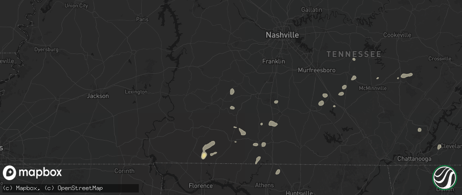 Hail map in Hampshire, TN on July 5, 2026