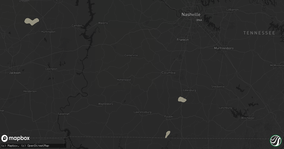 Hail map in Hampshire, TN on July 5, 2026