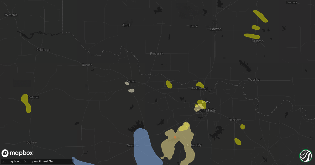 Hail map in Harrold, TX on July 5, 2026